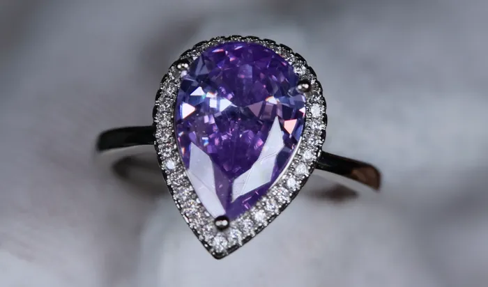 Lab Diamonds London Rings Purple Pear Cut Diamond Ring Womens Purple Diamond Ring