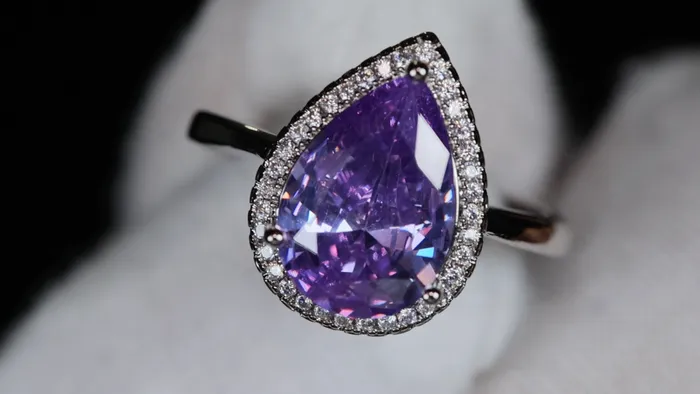 Lab Diamonds London Rings Purple Pear Cut Diamond Ring Womens Purple Diamond Ring