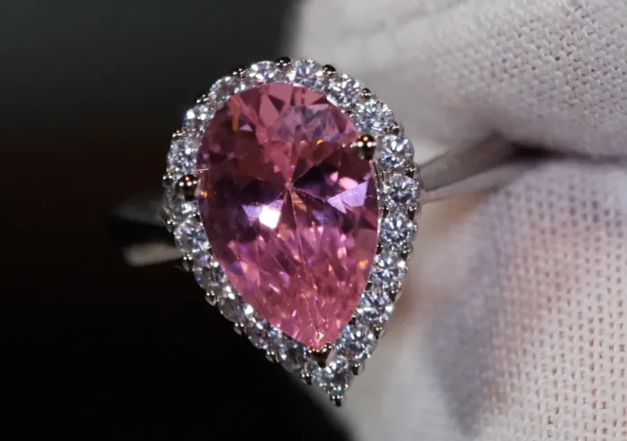 Lab Diamonds London Rings Womens Pink Diamond Ring Pink Pear Cut Diamond Ring