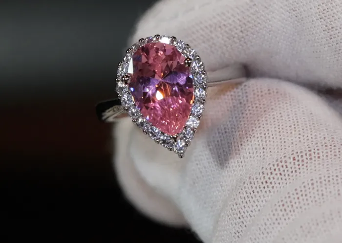 Lab Diamonds London Rings Womens Pink Diamond Ring Pink Pear Cut Diamond Ring