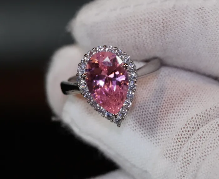 Lab Diamonds London Rings Womens Pink Diamond Ring Pink Pear Cut Diamond Ring