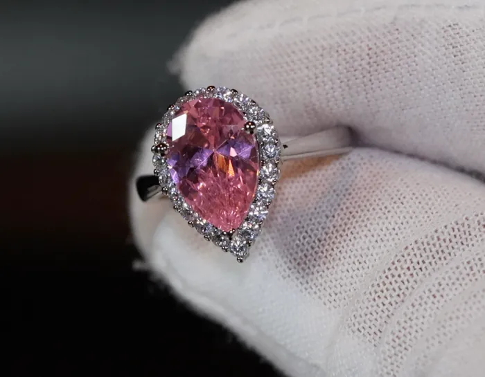 Lab Diamonds London Rings Womens Pink Diamond Ring Pink Pear Cut Diamond Ring