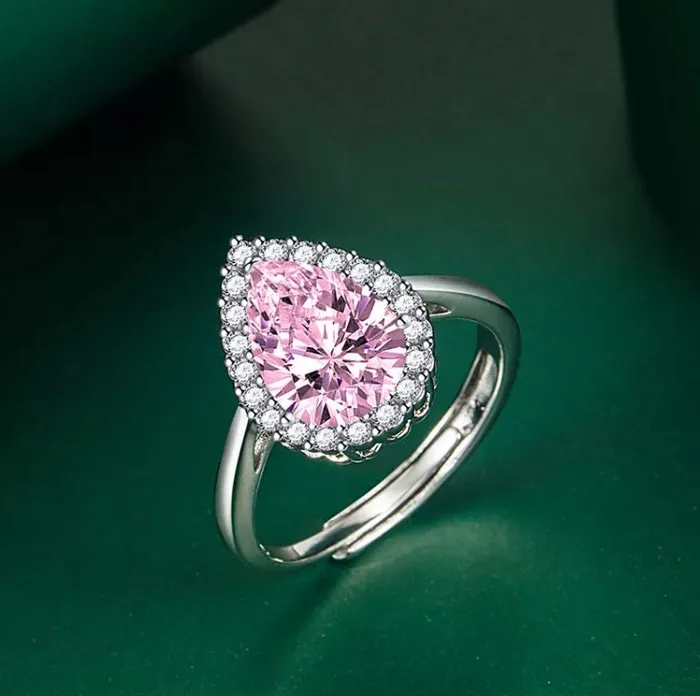 Lab Diamonds London Rings Womens Pink Diamond Ring Pink Pear Cut Diamond Ring