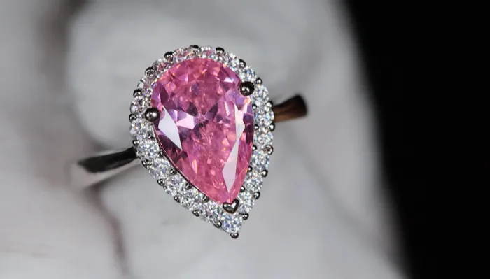 Lab Diamonds London Rings Womens Pink Diamond Ring Pink Pear Cut Diamond Ring