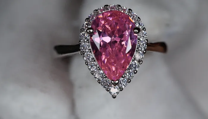 Lab Diamonds London Rings Womens Pink Diamond Ring Pink Pear Cut Diamond Ring
