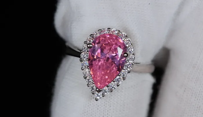 Lab Diamonds London Rings Womens Pink Diamond Ring Pink Pear Cut Diamond Ring