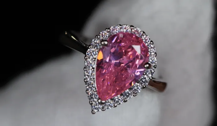 Lab Diamonds London Rings Womens Pink Diamond Ring Pink Pear Cut Diamond Ring
