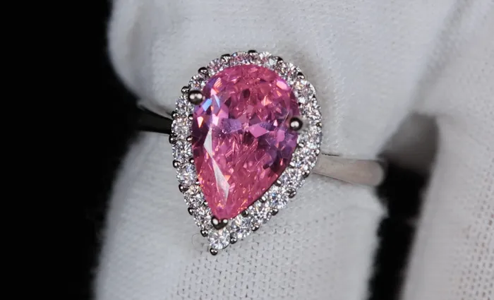 Lab Diamonds London Rings Womens Pink Diamond Ring Pink Pear Cut Diamond Ring
