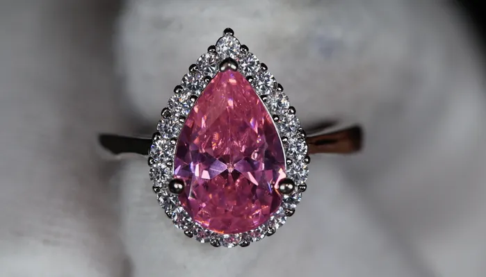 Lab Diamonds London Rings Womens Pink Diamond Ring Pink Pear Cut Diamond Ring