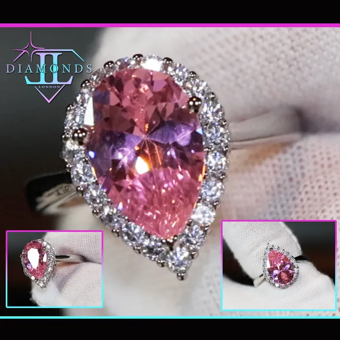 Lab Diamonds London Rings Womens Pink Diamond Ring Pink Pear Cut Diamond Ring