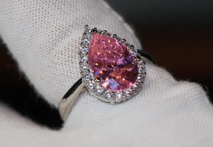 Lab Diamonds London Rings Womens Pink Diamond Ring Pink Pear Cut Diamond Ring