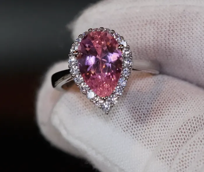 Lab Diamonds London Rings Womens Pink Diamond Ring Pink Pear Cut Diamond Ring
