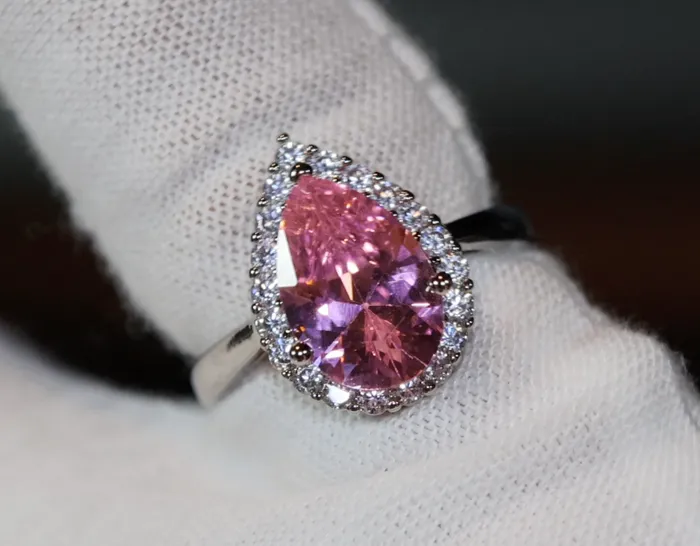 Lab Diamonds London Rings Womens Pink Diamond Ring Pink Pear Cut Diamond Ring