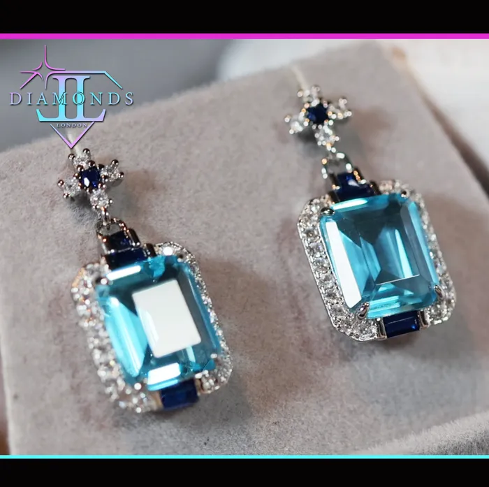 Lab Diamonds London Womens big blue diamond earrings Blue diamond earrings Blue emerald cut diamond earrings Earrings Lab Diamonds London Womens big blue diamond earrings Blue diamond earrings Blue emerald cut diamond earrings Earrings