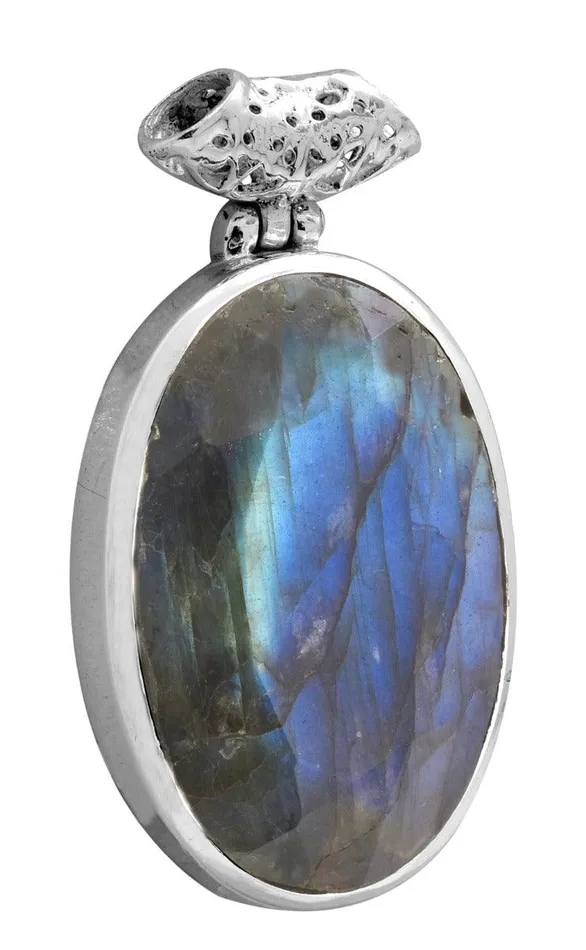 Labradorite 1 34 Long 925 Solid Sterling Silver Pendant With 18 Chain YoTreasure Necklaces