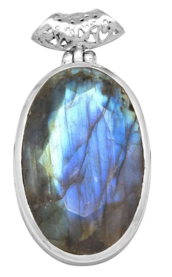 Labradorite 1 34 Long 925 Solid Sterling Silver Pendant With 18 Chain YoTreasure Necklaces