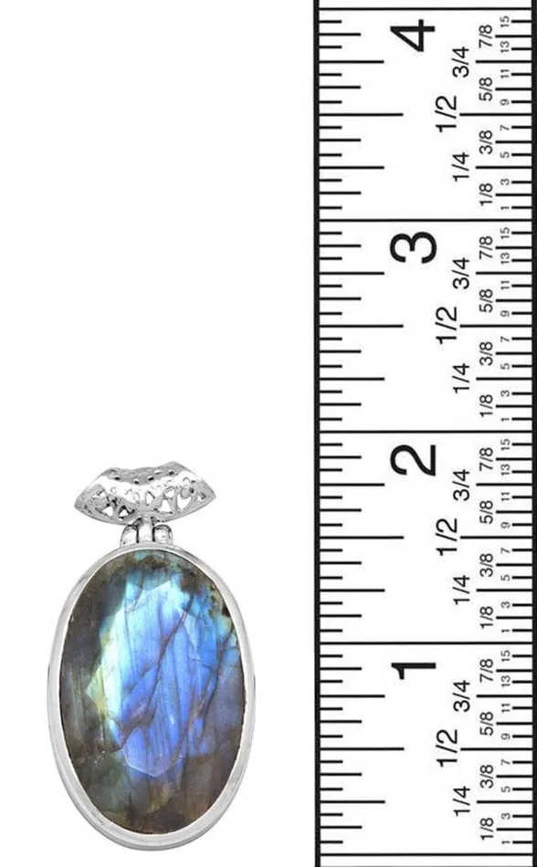Labradorite 1 34 Long 925 Solid Sterling Silver Pendant With 18 Chain YoTreasure Necklaces