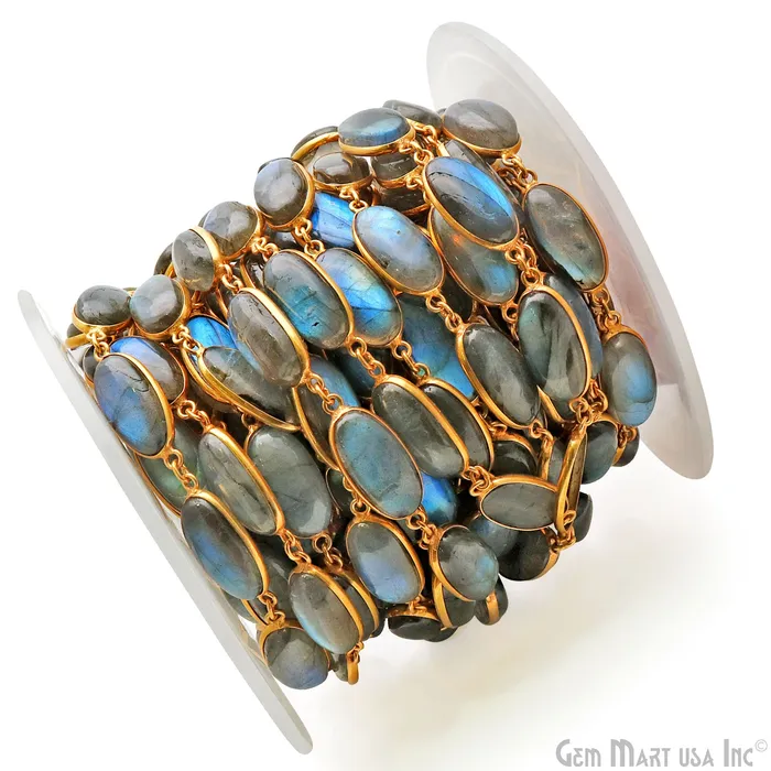 Labradorite Cabochon Oval 9x18mm Gold Plated Continuous Connector Chains GemMartUSA PreStyled Sets Labradorite Cabochon Oval 9x18mm Gold Plated Continuous Connector Chains GemMartUSA PreStyled Sets