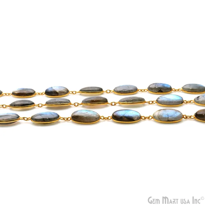 Labradorite Cabochon Oval 9x18mm Gold Plated Continuous Connector Chains GemMartUSA PreStyled Sets Labradorite Cabochon Oval 9x18mm Gold Plated Continuous Connector Chains GemMartUSA PreStyled Sets