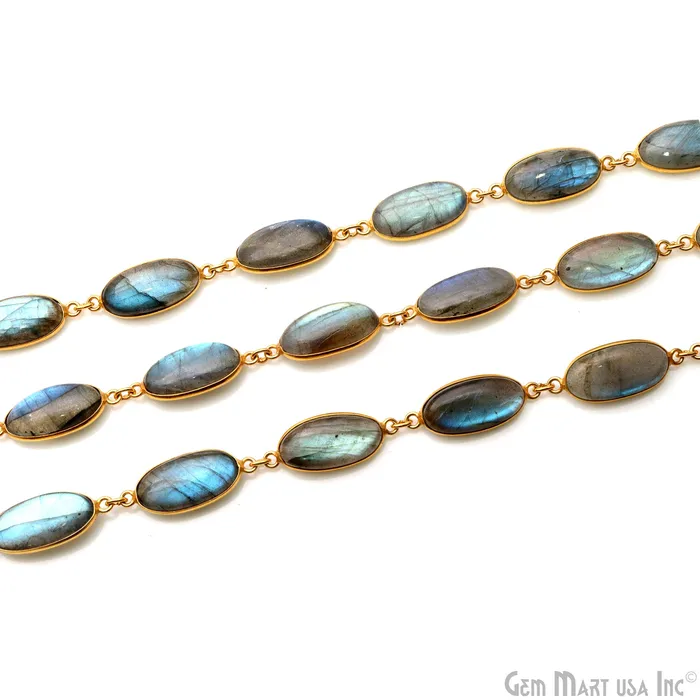 Labradorite Cabochon Oval 9x18mm Gold Plated Continuous Connector Chains GemMartUSA PreStyled Sets Labradorite Cabochon Oval 9x18mm Gold Plated Continuous Connector Chains GemMartUSA PreStyled Sets