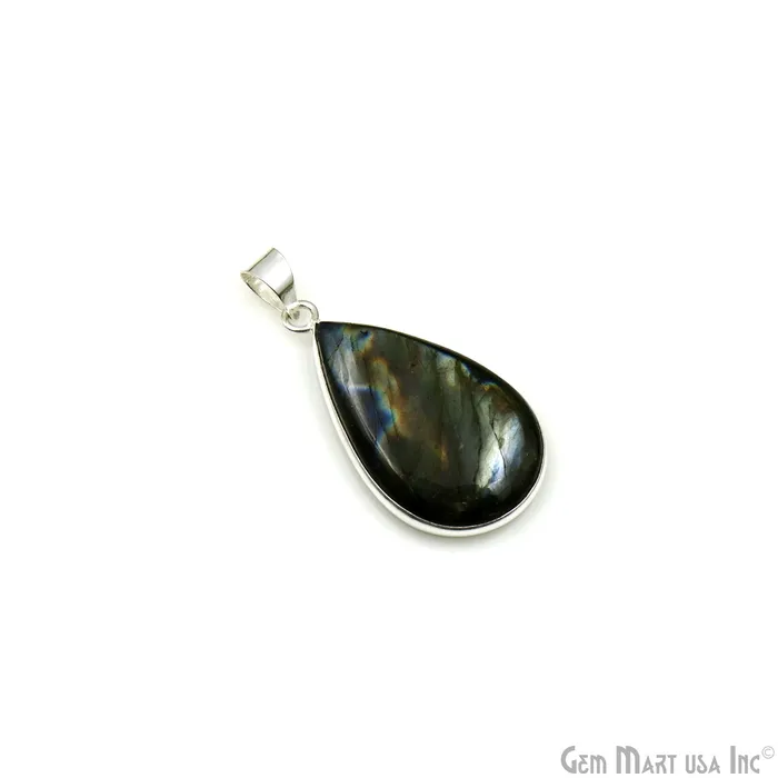 Labradorite Gemstone Pears 37x20mm Sterling Silver Necklace Pendant 1PC GemMartUSA Necklaces Labradorite Gemstone Pears 37x20mm Sterling Silver Necklace Pendant 1PC GemMartUSA Necklaces