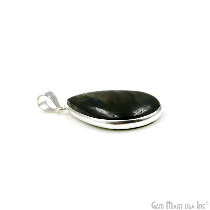 Labradorite Gemstone Pears 37x20mm Sterling Silver Necklace Pendant 1PC GemMartUSA Necklaces