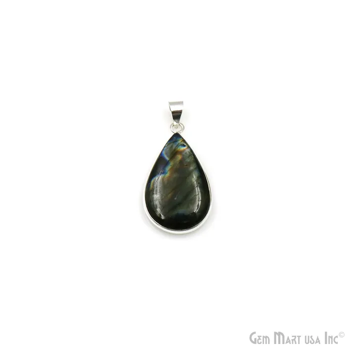 Labradorite Gemstone Pears 37x20mm Sterling Silver Necklace Pendant 1PC GemMartUSA Necklaces