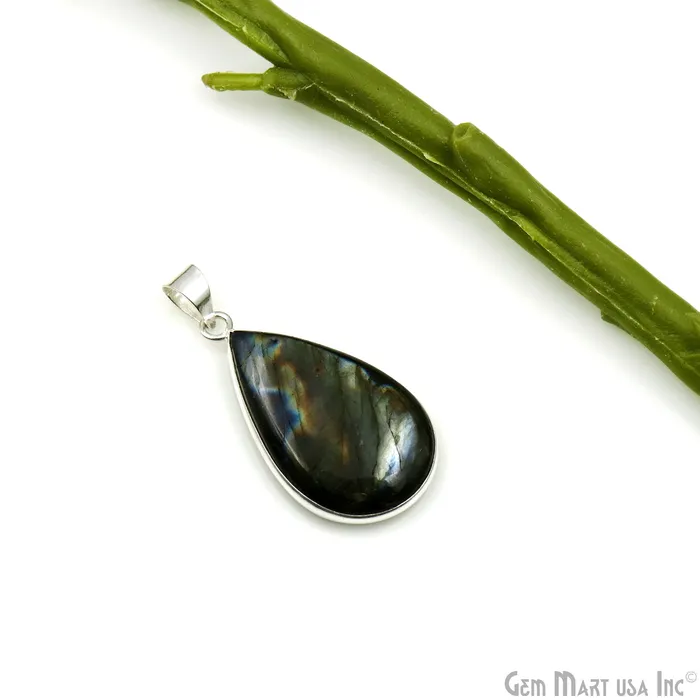 Labradorite Gemstone Pears 37x20mm Sterling Silver Necklace Pendant 1PC GemMartUSA Necklaces