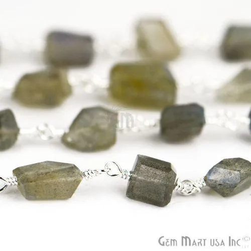 Labradorite Silver Plated Wire Wrapped Gemstone Rosary Chain GemMartUSA Necklaces