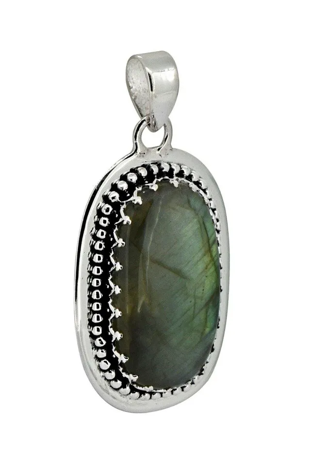 Labradorite Solid 925 Sterling Silver Pendant Silver Jewelry 1 34 YoTreasure Necklaces