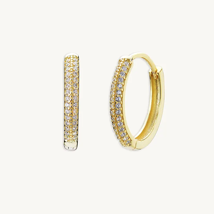 Large Sapphire Pave Hoop Earrings Camile Stone Earrings