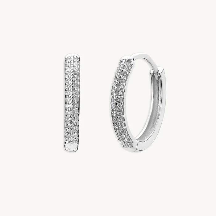 Large Sapphire Pave Hoop Earrings Camile Stone Earrings