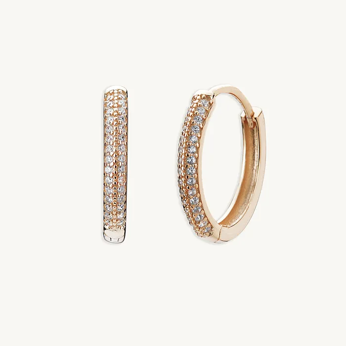 Large Sapphire Pave Hoop Earrings Camile Stone Earrings
