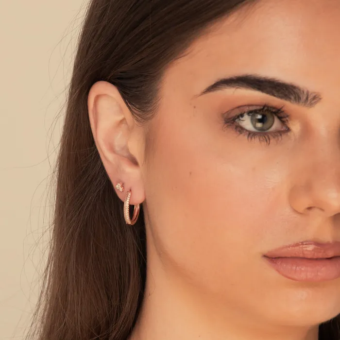 Large Sapphire Pave Hoop Earrings Camile Stone Earrings