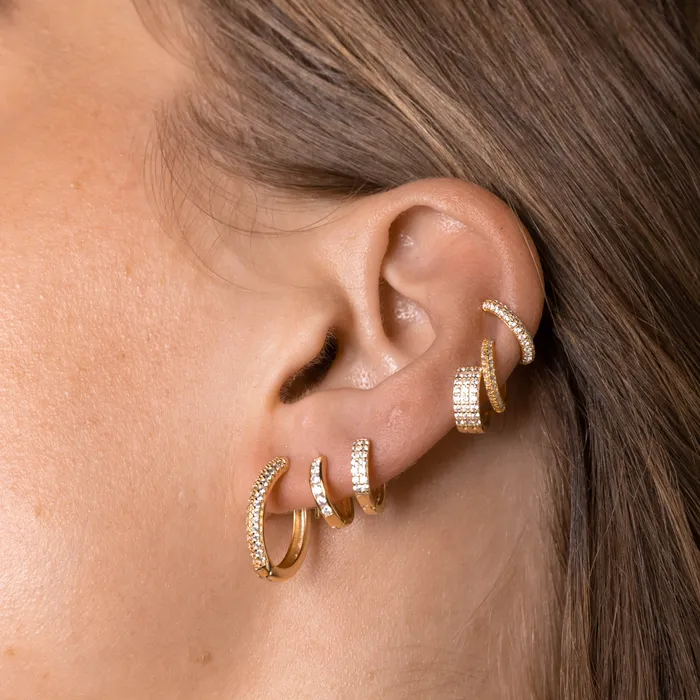 Large Sapphire Pave Hoop Earrings Camile Stone Earrings