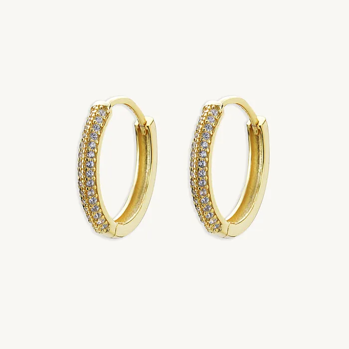 Large Sapphire Pave Hoop Earrings Camile Stone Earrings