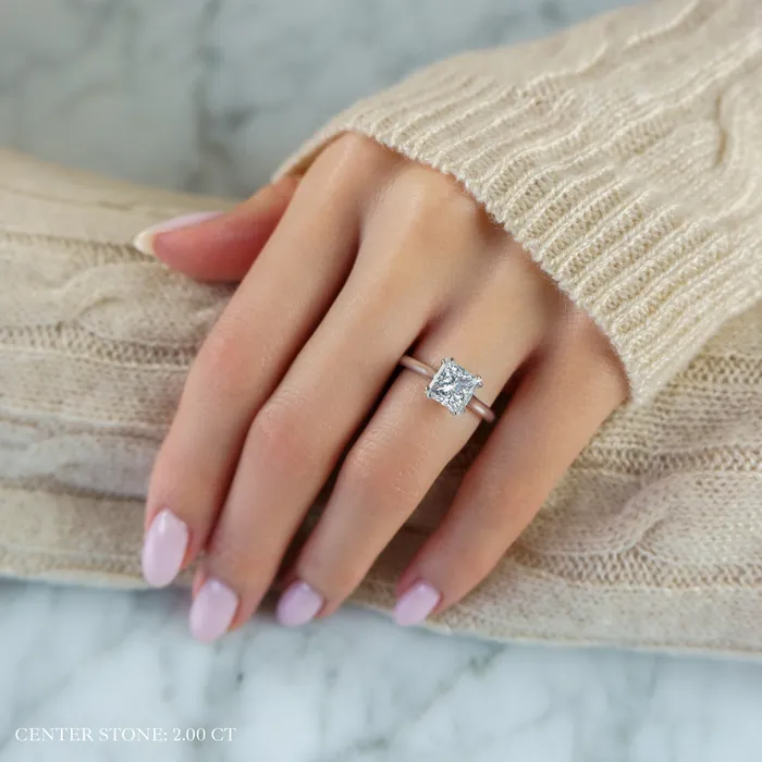 LEOS PERFECT SOLITAIRE SETTING princess cut white gold LEO MATHILD Rings