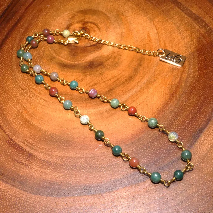 Lily Rose Jewelry Minimalist Indian Agate 4mm Beaded Rosary Chain Wire Wrapped Choker 12 2 Gold Necklace Necklaces