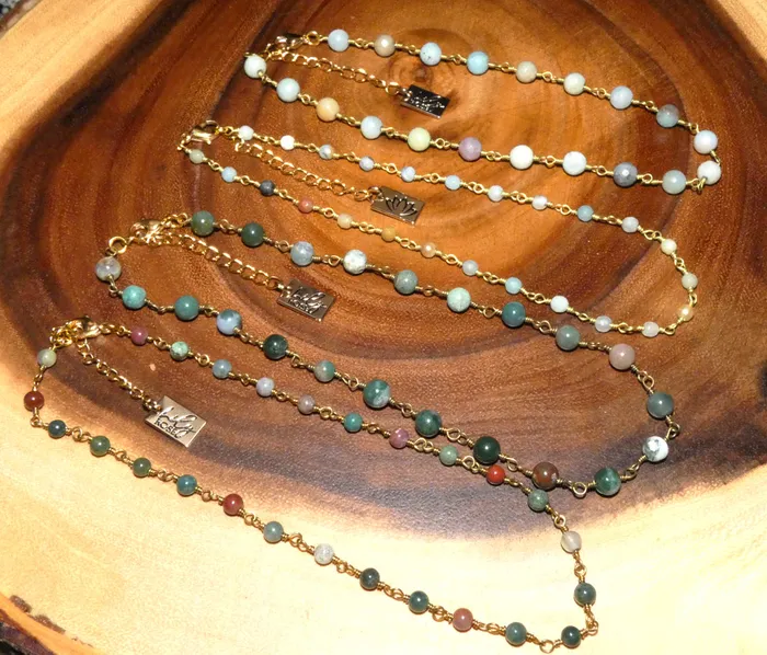 Lily Rose Jewelry Minimalist Indian Agate 4mm Beaded Rosary Chain Wire Wrapped Choker 12 2 Gold Necklace Necklaces