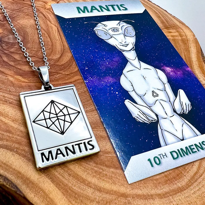 Lily Rose Jewelry Necklaces Elizabeth April EA Mantis 2 Sided Channeled Attuned Evil Eye Protection Cosmic Species Sacred Geometry Card Tag Pendant 18 White Gold Necklace Lily Rose Jewelry Necklaces Elizabeth April EA Mantis 2 Sided Channeled Attuned Evil Eye Protection Cosmic Species Sacred Geometry Card Tag Pendant 18 White Gold Necklace