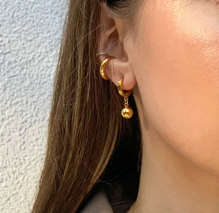 Mai Dsire ELLIE GOLD BALL DROP HUGGIE EARRINGS SAMPLE Earrings