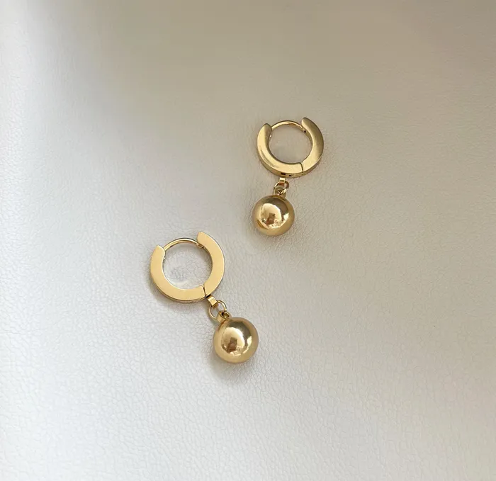 Mai Dsire ELLIE GOLD BALL DROP HUGGIE EARRINGS SAMPLE Earrings