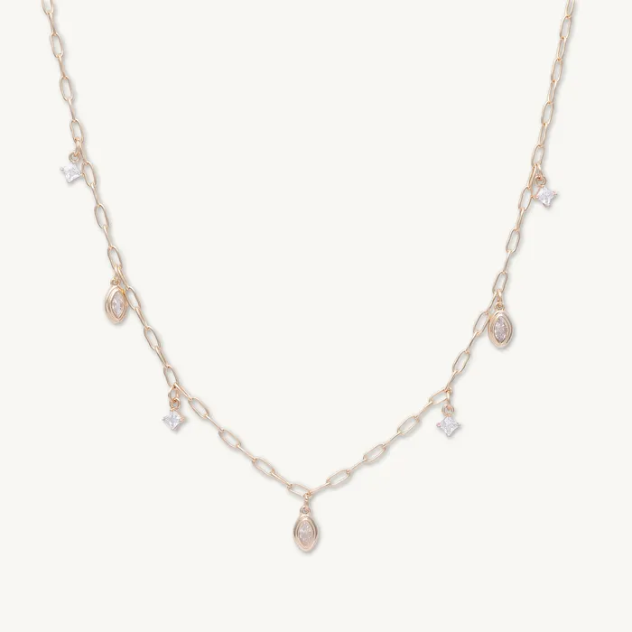 Marquise Zirconia Satellite Link Necklace Camile Stone Necklaces