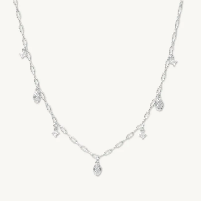 Marquise Zirconia Satellite Link Necklace Camile Stone Necklaces
