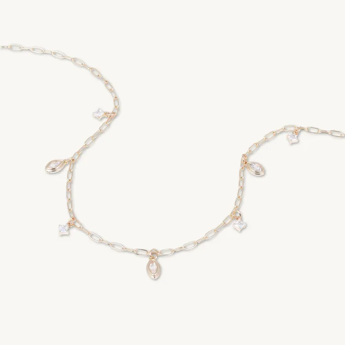 Marquise Zirconia Satellite Link Necklace Camile Stone Necklaces