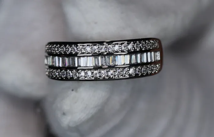 Mens Wedding Ring Womens Wedding Band Baguette Diamond Wedding Band Minx London Rings