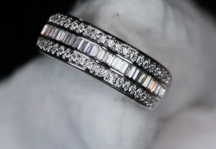 Mens Wedding Ring Womens Wedding Band Baguette Diamond Wedding Band Minx London Rings