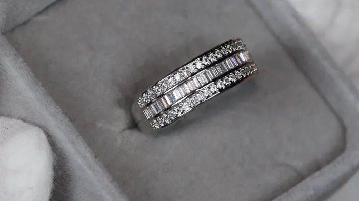 Mens Wedding Ring Womens Wedding Band Baguette Diamond Wedding Band Minx London Rings