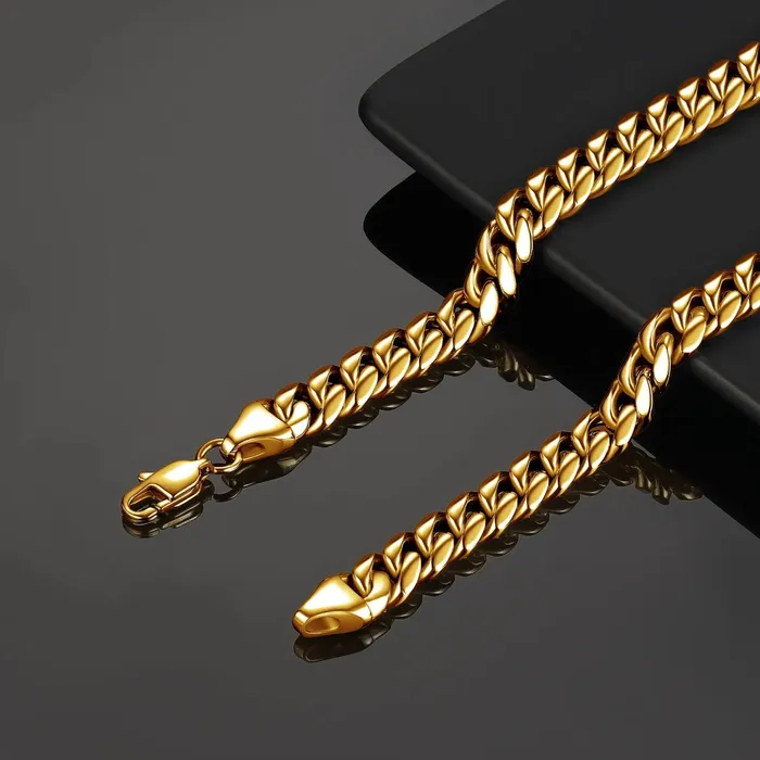 Minx London Gold Cuban Link Chain Gold Cuban Link Necklace Gold Cuban Link Bracelet Cuban Chain Gold Stainless Steel Chain Maimi Cuban Chain Necklaces
