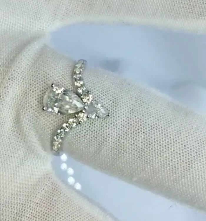 Minx London Rings 1 carat Womens Engagement Ring Teardrop Engagement Ring Moissanite Ring Moissanite Engagement Rings Wishbone Ring Teardrop Ring